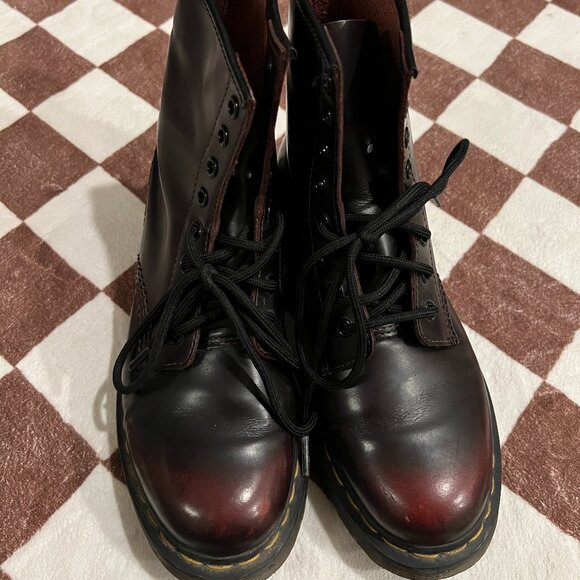 SZ 8 -Original Dr. Martens Vintage Y2K 90s Burgundy Grunge Boots Made in England - Picture 2 of 5